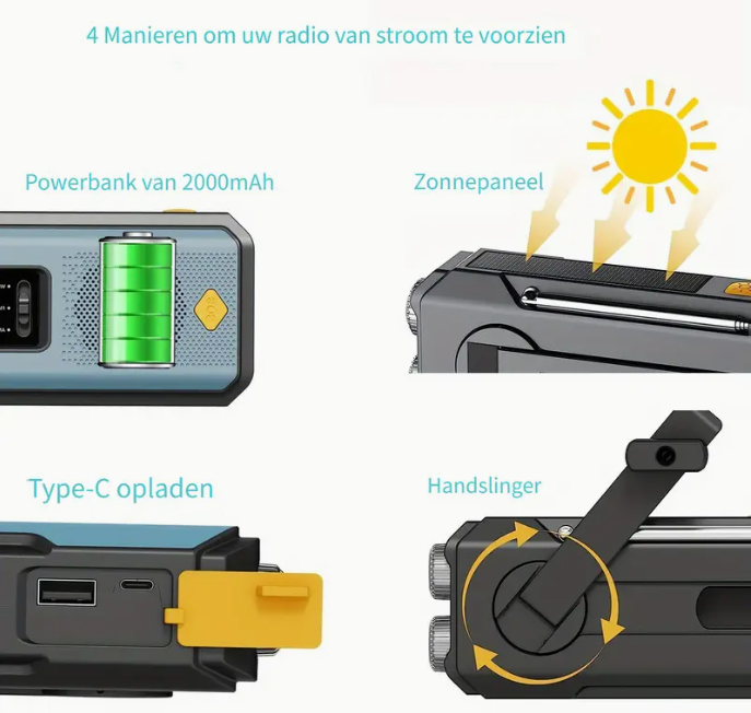 Noodradio met powerbank