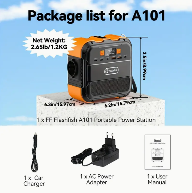 Draagbare Power Station 98 Wh, FF FLASHFISH Zonnegenerator 120 W 230 V
